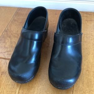 Sanita Black Leather Clogs